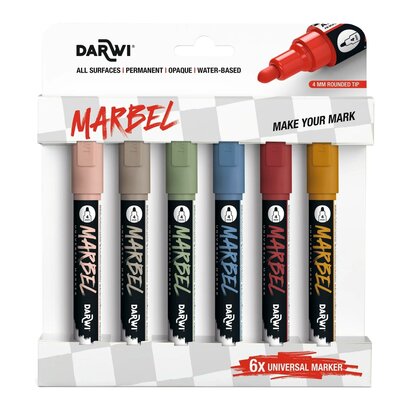 MARBEL set 6 markers univ 4mm Natuur