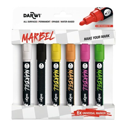 MARBEL set 6 markers univ 4mm fluo