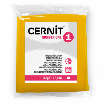 Cernit Number One Yellow 250 g &ndash; dekkende ovenhardende polymeerklei