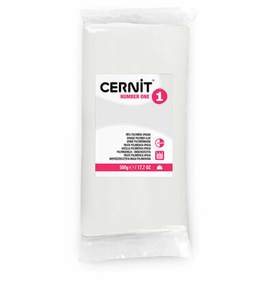 Cernit Number One Opaque White 500 g &ndash; dekkende ovenhardende polymeerklei