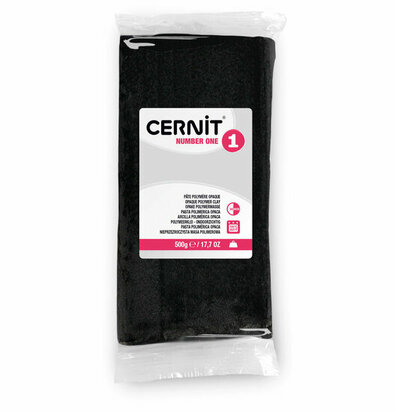 Cernit Number One Black 500 g &ndash; dekkende ovenhardende polymeerklei