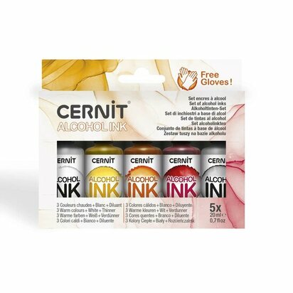 Cernit Alcohol Ink Set Warm Colours &ndash; 5 &times; 20 ml