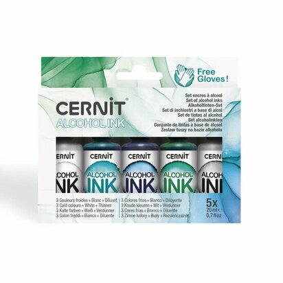 Cernit Alcohol Ink Set Cool Colours &ndash; 5 &times; 20 ml