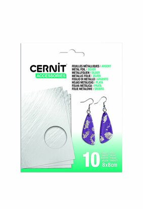 Cernit zilverkleurige metallic folie &ndash; tien bladen