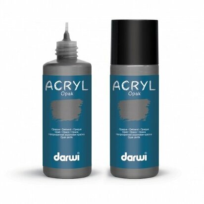 Darwi Acryl Opak Donkergrijs 80 ml matte dekkende acrylverf