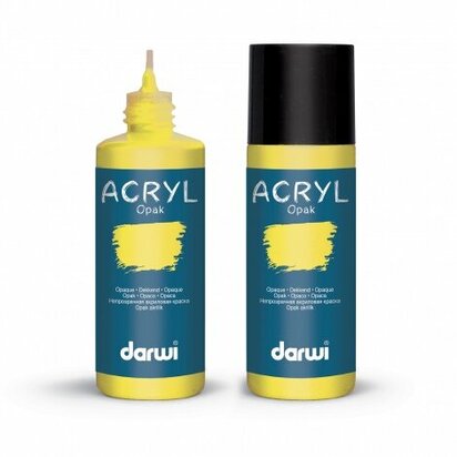 Darwi Acryl Opak Citroengeel 80 ml matte dekkende acrylverf