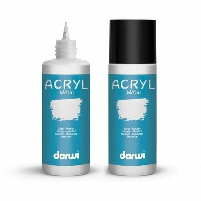 Darwi Acryl Metal Zilver 80 ml metallic acrylverf