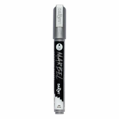 Darwi MARBEL Marker Silver 6 mm, opaque acrylic marker with chisel tip