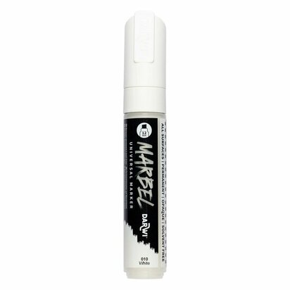 Darwi MARBEL Marker White 12 mm, opaque acrylic marker with broad bevel tip