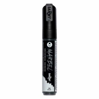 Darwi MARBEL Marker Black 12 mm, opaque acrylic marker with broad bevel tip