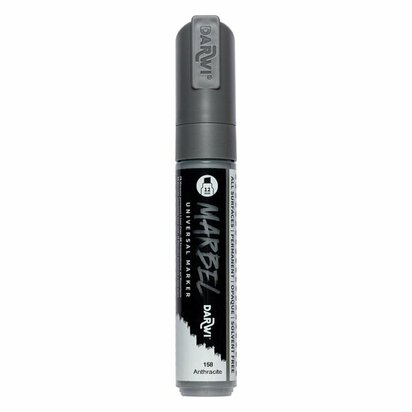 Darwi MARBEL Marker Anthracite 12 mm, opaque acrylic marker with broad bevel tip
