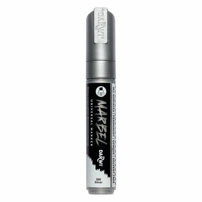 Darwi MARBEL Marker Silver 12 mm, opaque acrylic marker with broad bevel tip