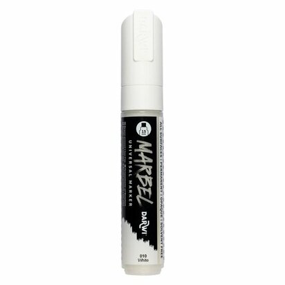 Darwi MARBEL Marker White 15 mm, opaque acrylic marker with wide rectangular tip