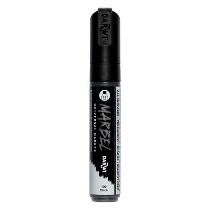 Darwi MARBEL Marker Black 15 mm, opaque acrylic marker with wide rectangular tip