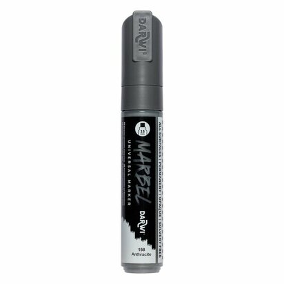 Darwi MARBEL Marker Anthracite 15 mm, opaque acrylic marker with wide rectangular tip