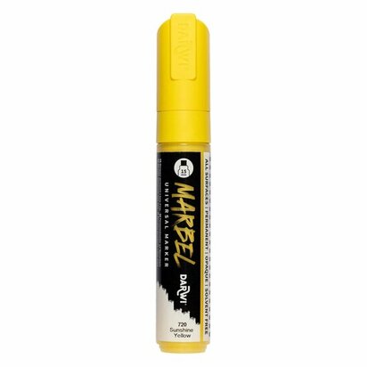 Darwi MARBEL Marker Sun Yellow 15 mm, opaque acrylic marker with wide rectangular tip