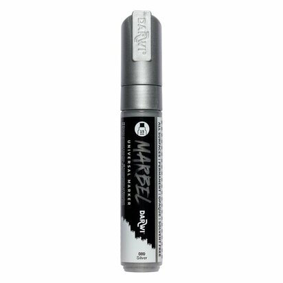 Darwi MARBEL Marker Silver 15 mm, opaque acrylic marker with wide rectangular tip
