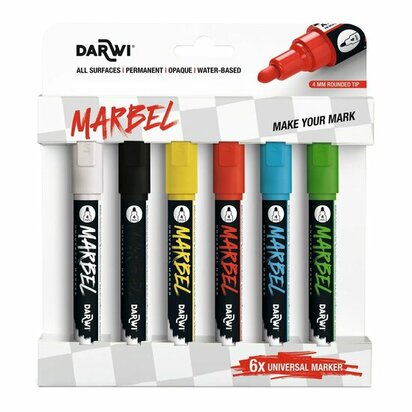 Darwi MARBEL Marker Set Primary Colours with six 4 mm markers