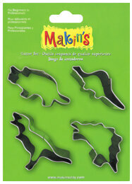 Makin's RVS-uitstekerset Dinosaurs 4 PC Set &ndash; thematische rvs-uitstekers