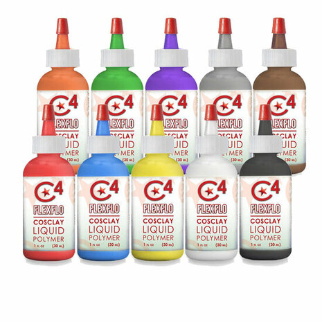 Cosclay Flexflo Deco 10 color pack &ndash; vloeibare flexibele Cosclay voor coatings en gietdetails