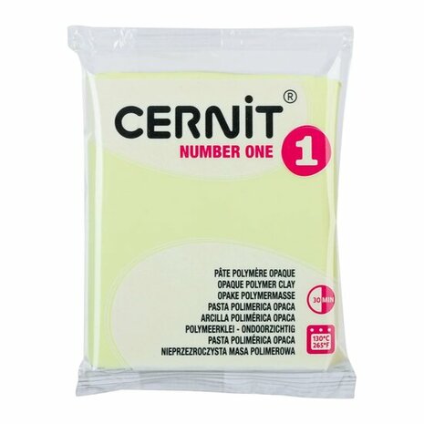 Cernit Number One Pastel Yellow 56 g &ndash; dekkende ovenhardende polymeerklei