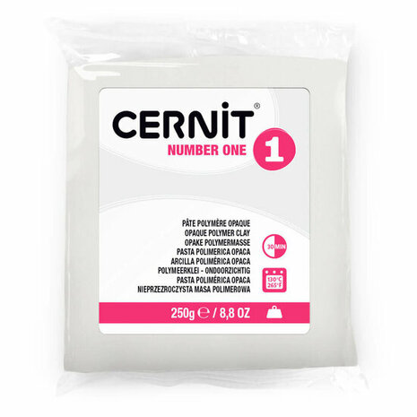 Cernit Number One Opaque White 250 g &ndash; dekkende ovenhardende polymeerklei