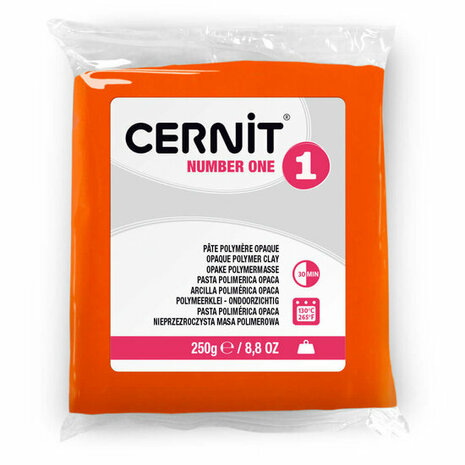 Cernit Number One Orange 250 g &ndash; dekkende ovenhardende polymeerklei