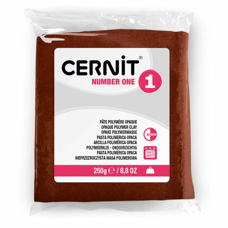 Cernit Number One Brown 250 g &ndash; dekkende ovenhardende polymeerklei