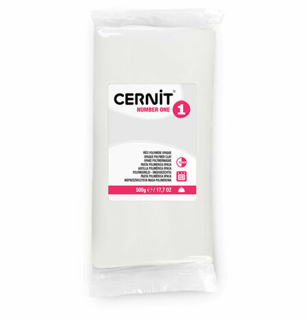 Cernit Number One Opaque White 500 g &ndash; dekkende ovenhardende polymeerklei