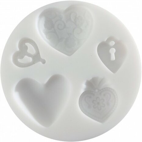 Cernit siliconenmal Hearts 2 met harten in verschillende uitvoeringen