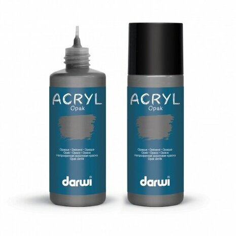 Darwi Acryl Opak Donkergrijs 80 ml matte dekkende acrylverf