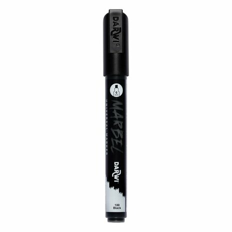 Darwi MARBEL Marker Black 6 mm, opaque acrylic marker with chisel tip