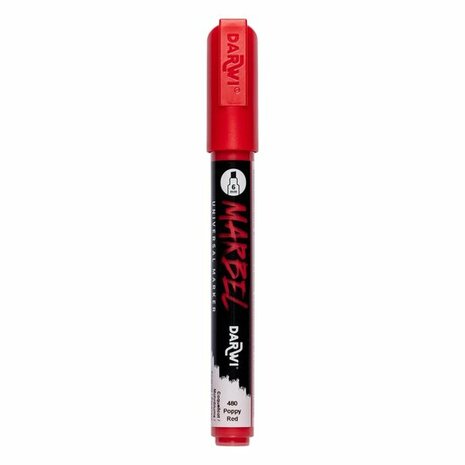 Darwi MARBEL Marker Poppy Red 6 mm, opaque acrylic marker with chisel tip