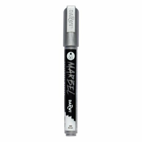 Darwi MARBEL Marker Silver 6 mm, opaque acrylic marker with chisel tip