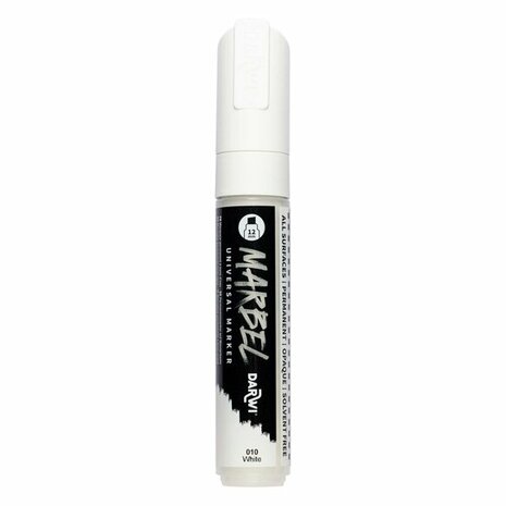 Darwi MARBEL Marker White 12 mm, opaque acrylic marker with broad bevel tip