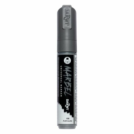 Darwi MARBEL Marker Anthracite 12 mm, opaque acrylic marker with broad bevel tip