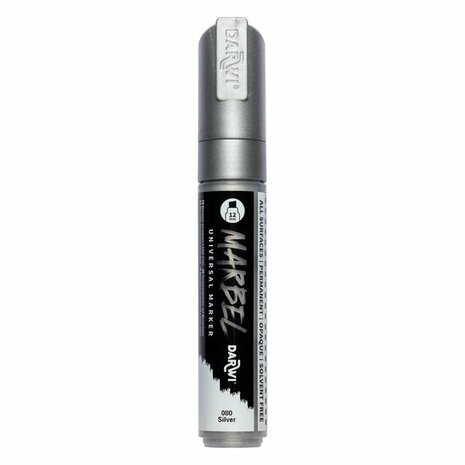 Darwi MARBEL Marker Silver 12 mm, opaque acrylic marker with broad bevel tip