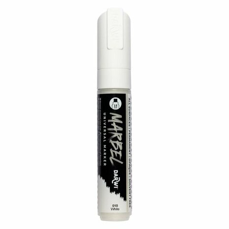 Darwi MARBEL Marker White 15 mm, opaque acrylic marker with wide rectangular tip