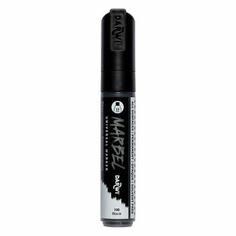 Darwi MARBEL Marker Black 15 mm, opaque acrylic marker with wide rectangular tip