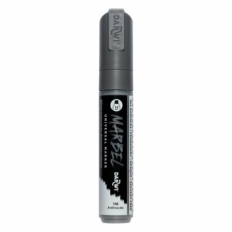 Darwi MARBEL Marker Anthracite 15 mm, opaque acrylic marker with wide rectangular tip