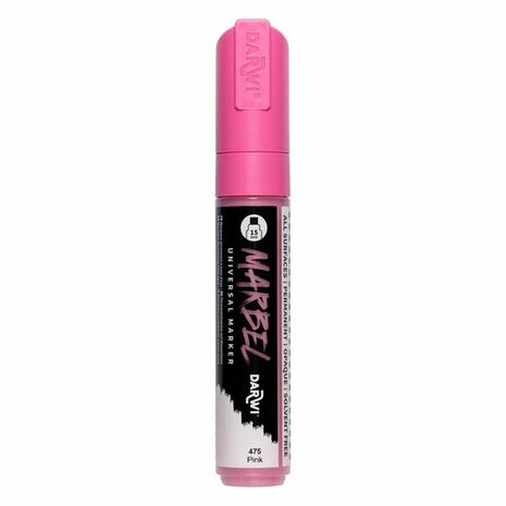 Darwi MARBEL Marker Pink 15 mm, opaque acrylic marker with wide rectangular tip