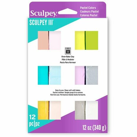 Sculpey III Multipack Pearls & Pastels 12 &times; 28 g &ndash; productfoto