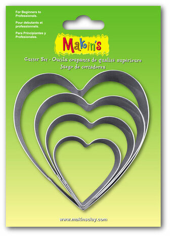 Makin's RVS-uitstekers Heart 4 PC Set &ndash; rvs-uitstekers 4-delig