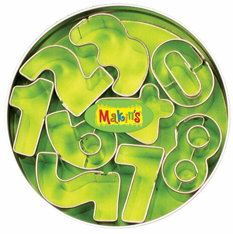 Makin's RVS-uitstekerset Numbers 9 PC &ndash; thematische rvs-uitstekers